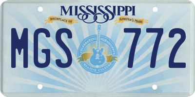 MS license plate MGS772