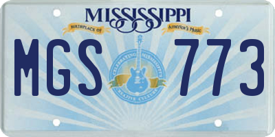 MS license plate MGS773