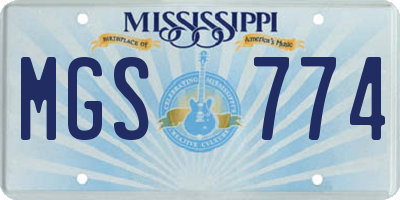 MS license plate MGS774