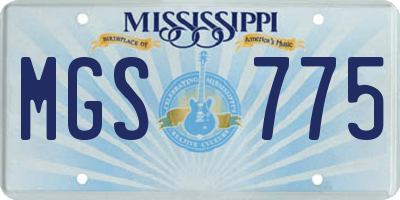 MS license plate MGS775