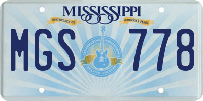 MS license plate MGS778