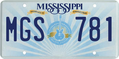 MS license plate MGS781