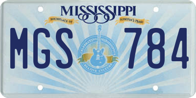 MS license plate MGS784