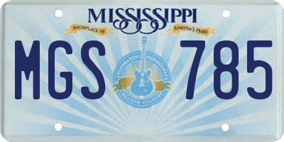 MS license plate MGS785