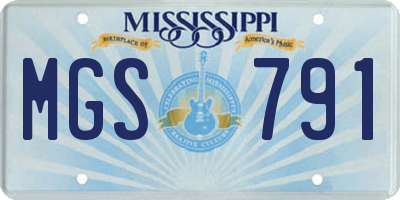 MS license plate MGS791