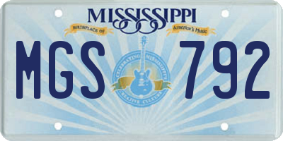 MS license plate MGS792