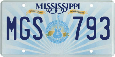 MS license plate MGS793