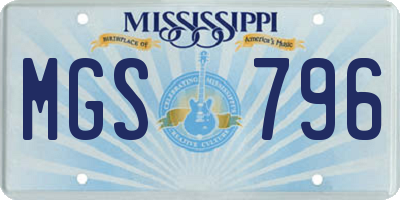 MS license plate MGS796