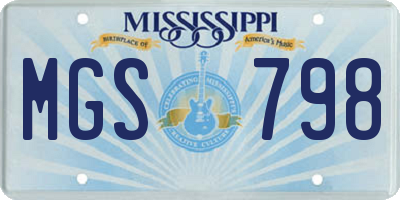 MS license plate MGS798