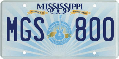 MS license plate MGS800