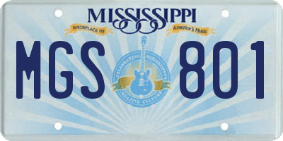MS license plate MGS801