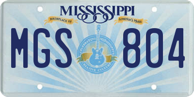 MS license plate MGS804