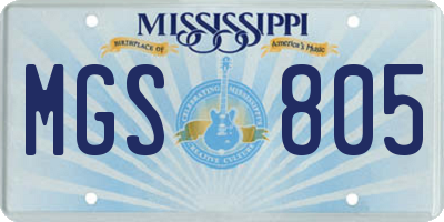 MS license plate MGS805
