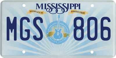 MS license plate MGS806