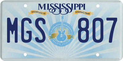 MS license plate MGS807