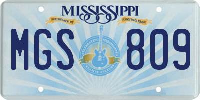 MS license plate MGS809