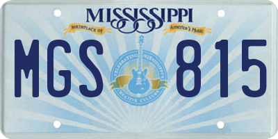 MS license plate MGS815