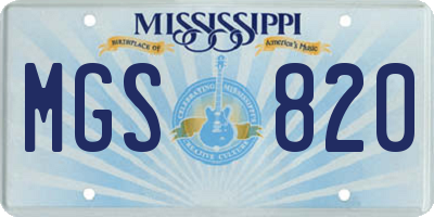 MS license plate MGS820