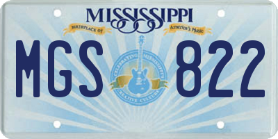 MS license plate MGS822