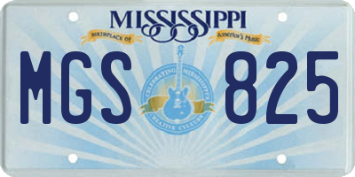 MS license plate MGS825
