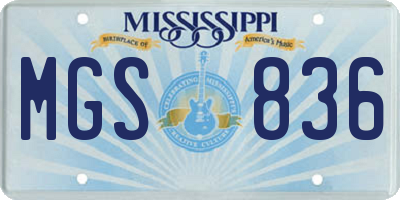 MS license plate MGS836