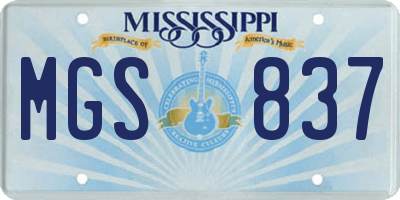 MS license plate MGS837