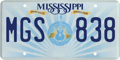 MS license plate MGS838