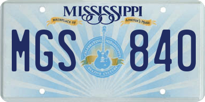 MS license plate MGS840