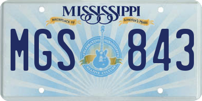 MS license plate MGS843