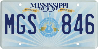 MS license plate MGS846
