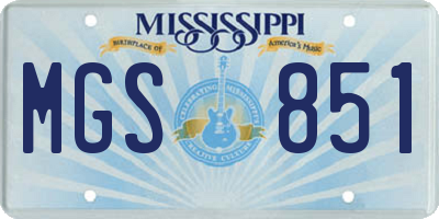MS license plate MGS851