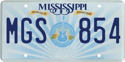 MS license plate MGS854