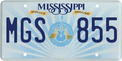 MS license plate MGS855