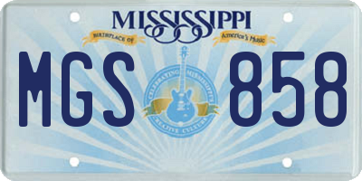 MS license plate MGS858