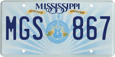 MS license plate MGS867