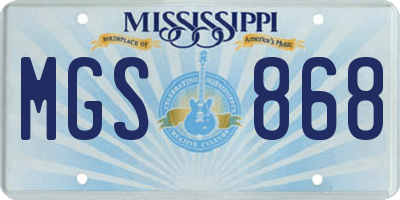 MS license plate MGS868