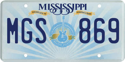 MS license plate MGS869