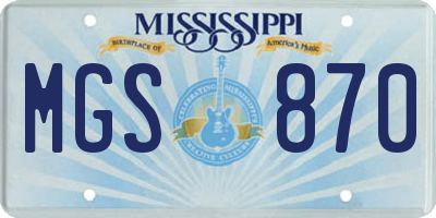 MS license plate MGS870