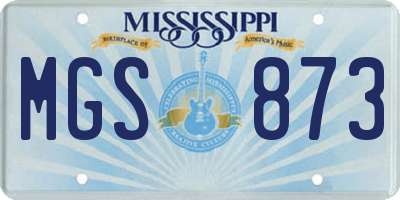 MS license plate MGS873