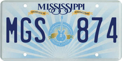 MS license plate MGS874