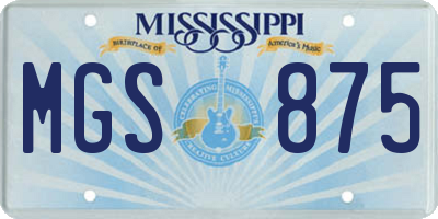 MS license plate MGS875