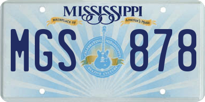 MS license plate MGS878