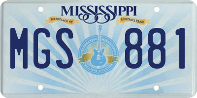 MS license plate MGS881