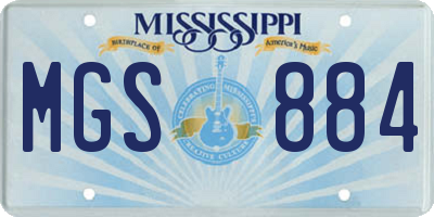 MS license plate MGS884