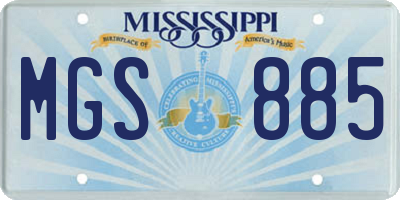 MS license plate MGS885