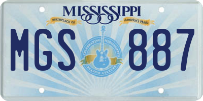 MS license plate MGS887