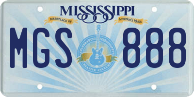 MS license plate MGS888