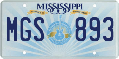 MS license plate MGS893