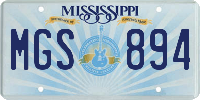 MS license plate MGS894