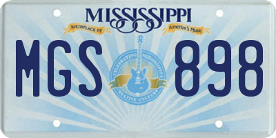 MS license plate MGS898